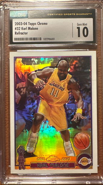 2003 Topps Chrome Karl Malone Refractor. POP 1  CSG 10