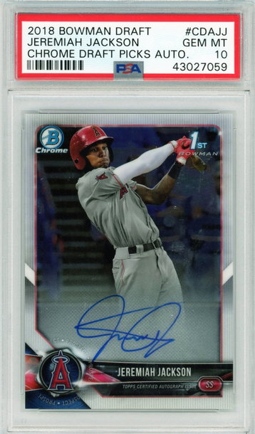 Jeremiah Jackson 2018 Bowman Chrome RC Autograph PSA 10 Gem Mint