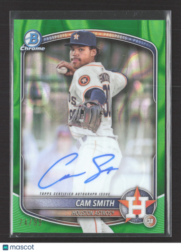 2025 Topps Bowman Chrome Cam Smith #CPA-CSM Green RayWave /99