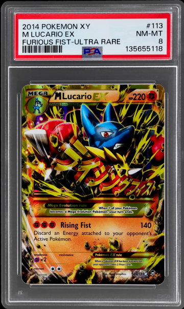 2014 Pokemon XY Furious Fist Mega Lucario Ultra Rare PSA 8