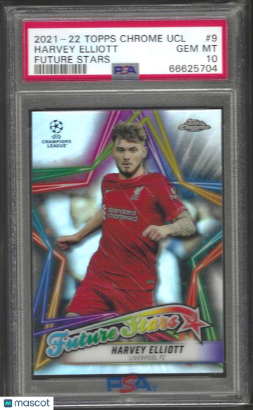 2021 Topps Chrome UEFA Champions League Future Stars Harvey Elliott #9 PSA 10