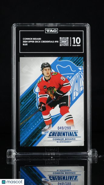 2024 Upper Deck Credentials Connor Bedard #98 Blue /299 TAG 10