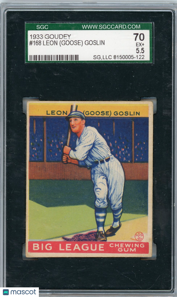 1933 Goudey Goose Goslin #168 SGC 5.5