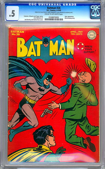 BATMAN #28 CGC 0.5 FROM THE CERTIFIED PRIVATE COLLECTION OF JERRY ROBINSON 1945