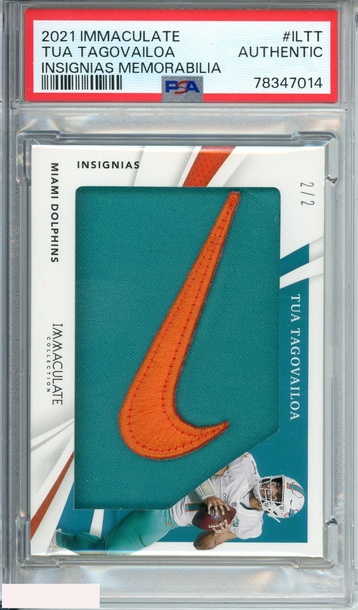 2021 IMMACULATE TUA TAGOVAILOA#ILTT INSIGNIAS MEMORABILIA 2 OF 2 PSA AUTHENTIC
