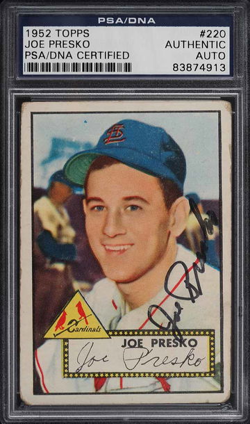 1952 Topps #220 Joe Presko PSA DNA Authentic AUTO RARE!