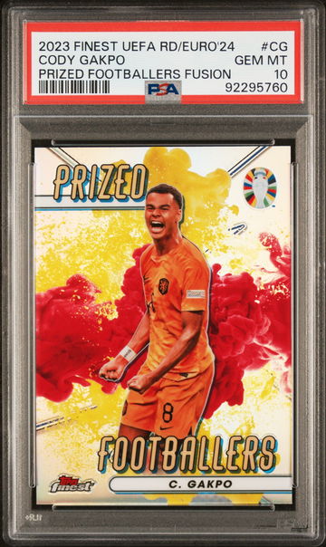 2023 TOPPS CODY GAKPO FINEST UEFA EURO 2024 PRIZED FOOTBALLERS FUSION #CG PSA 10