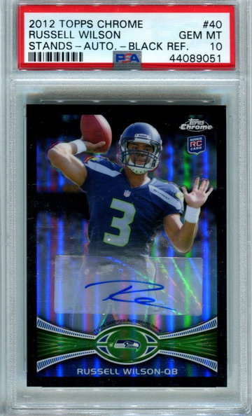 2012 Topps Chrome Russell Wilson auto black refractor /25 PSA 10