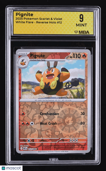 2025 Pokemon Scarlet & Violet White Flare Pignite Reverse Holo MBA 9 #12