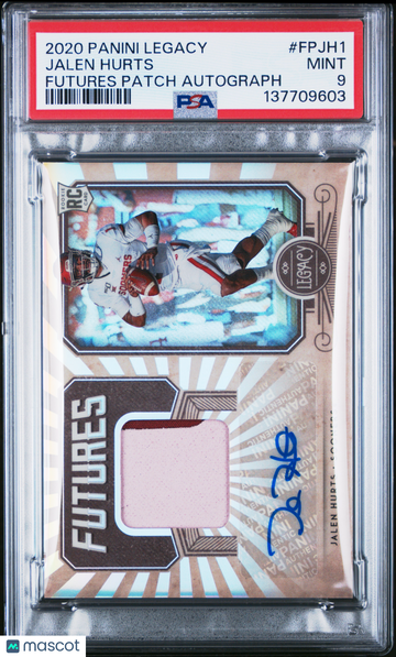 2020 Panini Legacy Futures Patch Autographs Jalen Hurts #FPJH1 PSA 9
