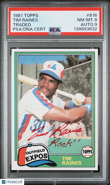 Tim Raines 1981 Topps #816 Rookie PSA 8.