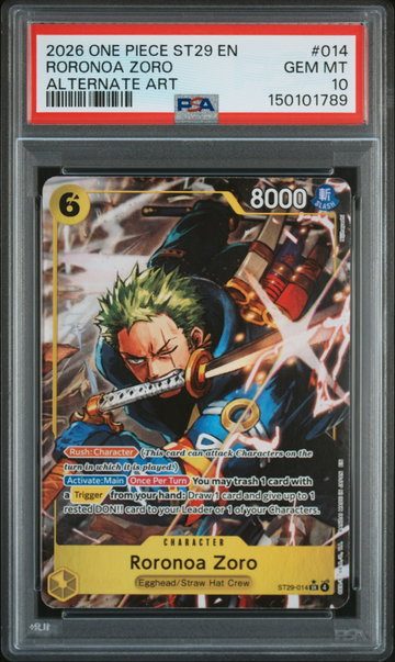 2026 One Piece Starter Deck St29 Egghead Alternate Art Roronoa Zoro #014 PSA 10