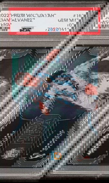 2022 Prizm World Cup Qatar JULIAN ALVAREZ New Era #16 Rookie RC GEM MINT PSA 10