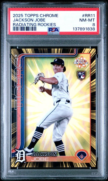 2025 Topps Chrome Radiating Rookies Jackson Jobe #RR11 PSA 8