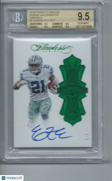 2016 Panini Flawless Rookie Autographs Emerald Ezekiel Elliott #7 BGS 9.5 Auto 10