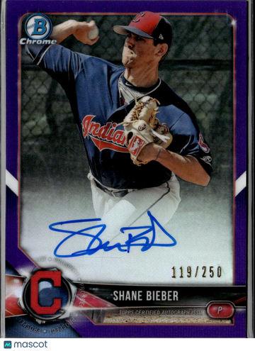 2018 Bowman Chrome Shane Bieber #BCPA-SB Purple Refractor /250