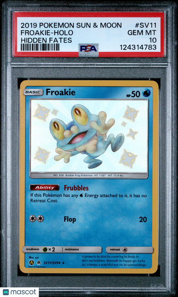 2019 Pokemon Sun & Moon Hidden Fates Froakie Holo Hidden Fates PSA 10 #SV11
