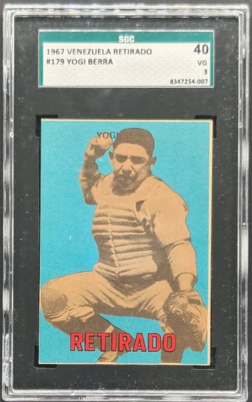1967 Topps Venezuela Retirado Yogi Berra SGC 3