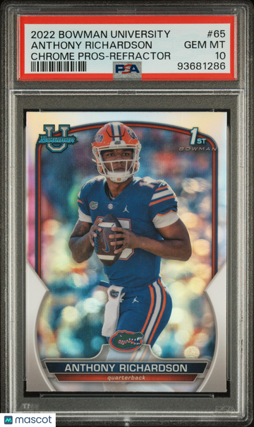 2022 Bowman University Chrome Prospects Anthony Richardson #65 Refractor PSA 10