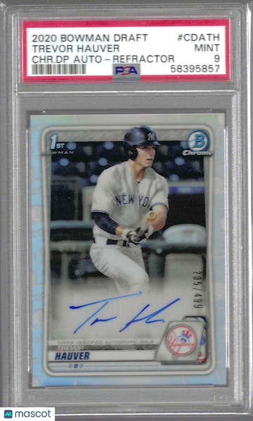 2020 Bowman Draft Chrome Draft Picks Autographs Trevor Hauver #CDATH CHR. DP Refractor PSA 9