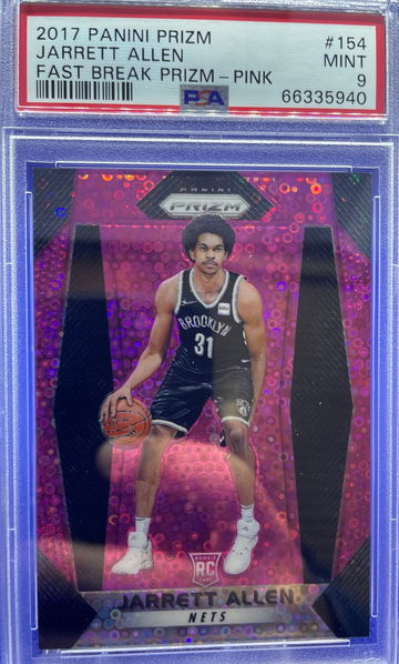 2017 Panini Prizm Jarrett Allen Pink Fast Break Prizm /50 RC #154 PSA 9 Mint SP