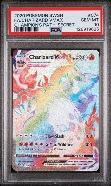 2020 Pokemon Sword and Shield Champion's Path Secret Rare Charizard Vmax #074 PSA 10
