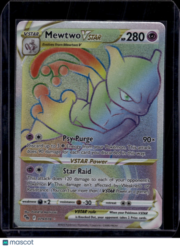 2022 GO Mewtwo VSTAR Rainbow Secret Rare HR #79/78