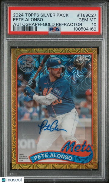 2024 Topps Silver Pack 1989 Chrome Promo Pete Alonso #T89C27 Autograph Gold Refractor PSA 10
