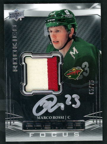 2022 Upper Deck Premier PFPR-MR Marco Rossi Focus Rookies Rookie /75 VG Minnesota Wild Auto