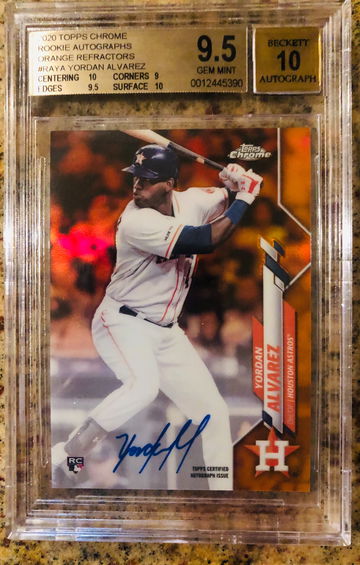 2020 Topps Chrome Yordan Alvarez RC Orange Auto BGS 9.5/10 Auto On Card Pop 1 & Only 2 PSA 10's--Extremely Low Pop 