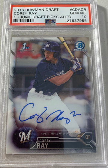 2016 Bowman Chrome Corey Ray Auto PSA 10