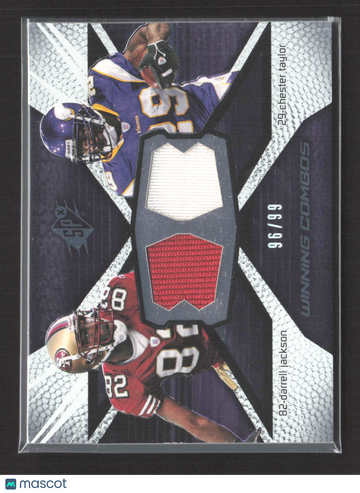 2008 Upper Deck SPx Winning Combos Darrell Jackson Chester Taylor #WC20 Dual Jersey 96/99 Game-Used Memorabilia