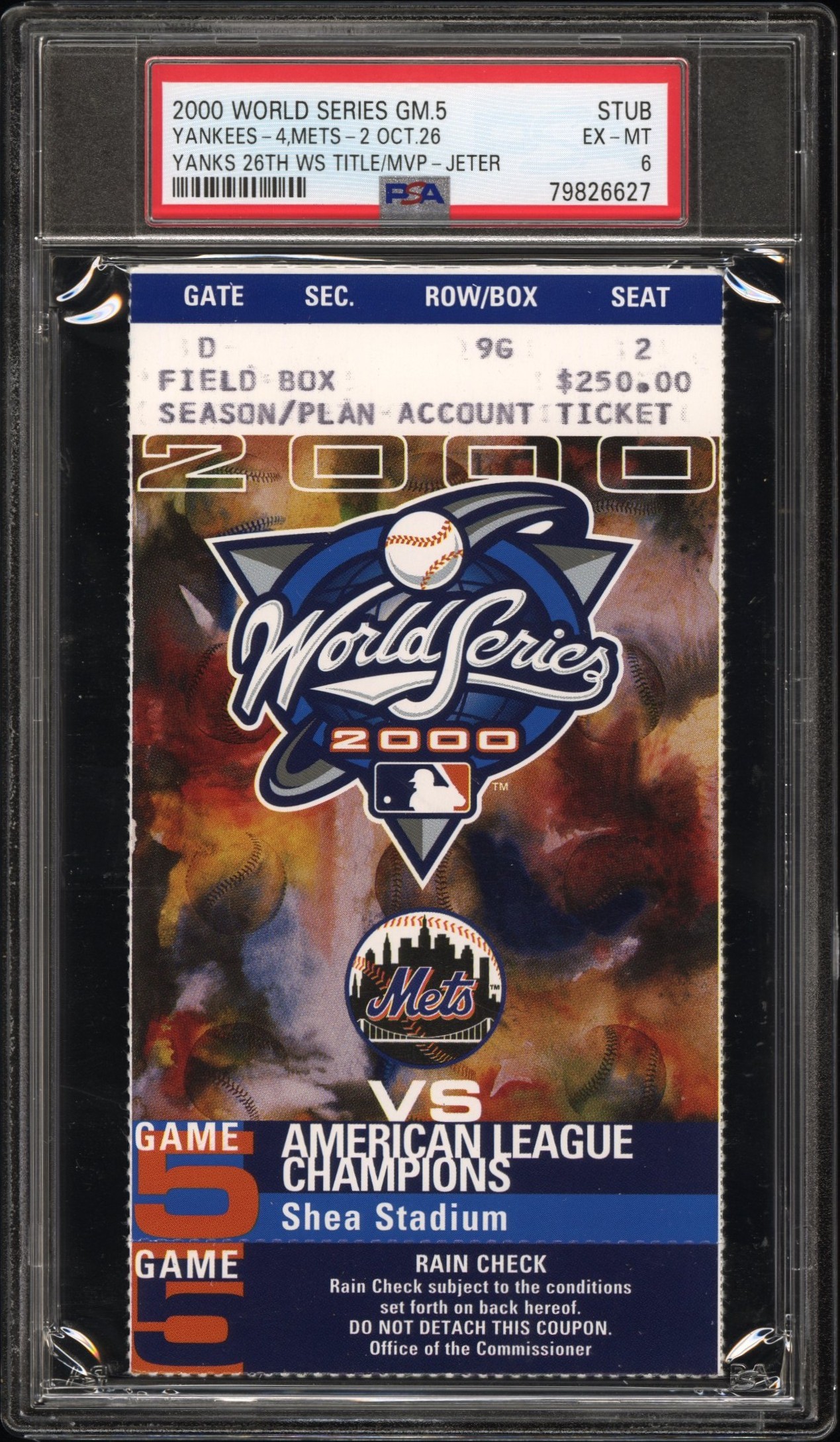 Yankees Subway Series WS Clinching Ticket PSA 6