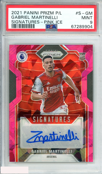 2021 PANINI PRIZM P L GABRIEL MARTINELLI #S-GM SIGNATURES-PINK ICE RC PSA 9 MINT