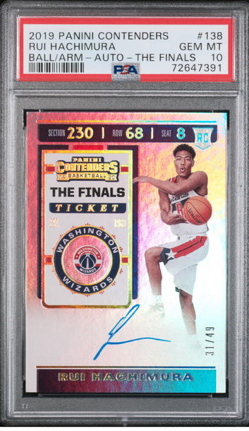 2019 Rookie Rui Hachimura The Finals Ticket Contenders Autograph /49 SP Lakers Psa 10