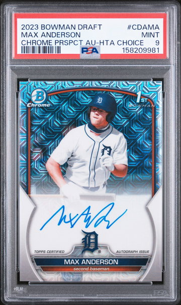2023 Bowman Draft Chrome Prospect Autograph Hta Choice Max Anderson #CDAMA /150 PSA 9