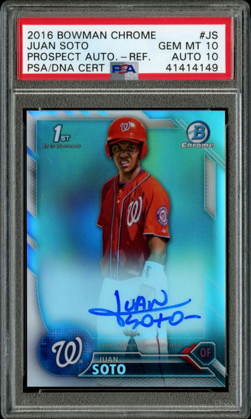 2016 Bowman Chrome Juan Soto Refractor Auto #/499 PSA 10 Pop 17