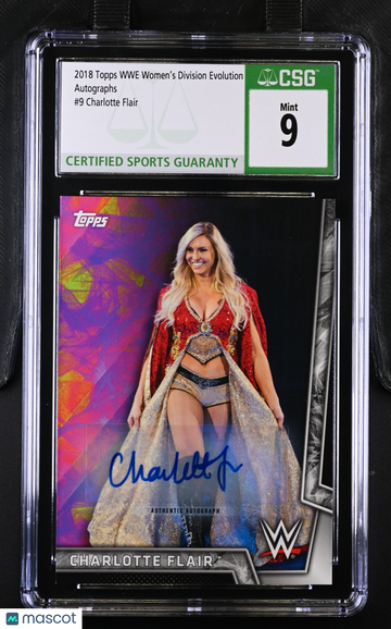 2018 Topps Women's Division Evolution Charlotte Flair #9 /199 Autographs CGC 9 Auto 10