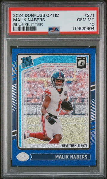 2024 Donruss Optic Blue Glitter Malik Nabers #271 PSA 10
