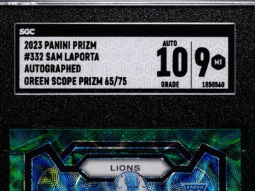 2023 Panini Prizm Sam Laporta #332 Autograph Green Scope SGC 9 Auto 10
