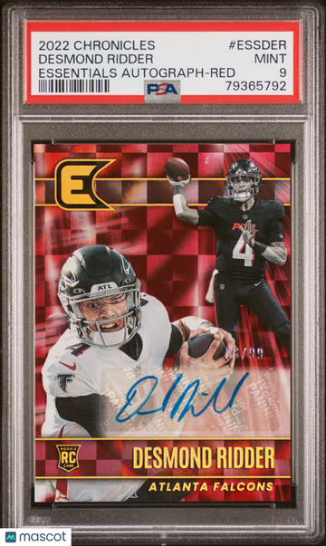 2022 Panini Chronicles Essentials Autographs Desmond Ridder #ESSDER Red PSA 9