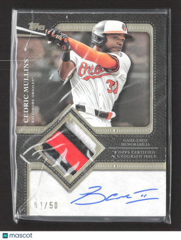 2025 Topps Flagship Autograph Patch Card Cedric Mullins #TFAP2-CM /50 Topps Certified Autograph Issue Game-Used Memorabi