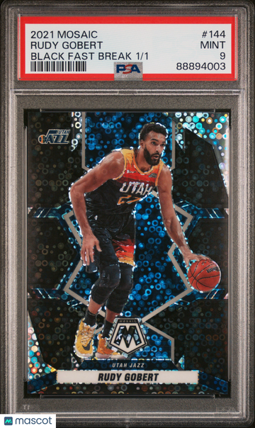 2021 Panini Mosaic Rudy Gobert #144 Black Fast Break 1 1 PSA 9