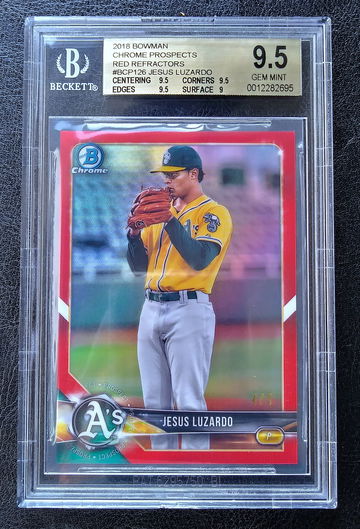 JESUS LUZARDO 2018 BOWMAN CHROME RED REFRACTOR #BCP126 4/5 BGS 9.5 GEM