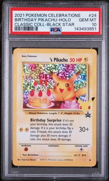 2021 Pokemon Celebrations Black Star Promo Classic Collection Holo Birthday Pikachu #24 PSA 10