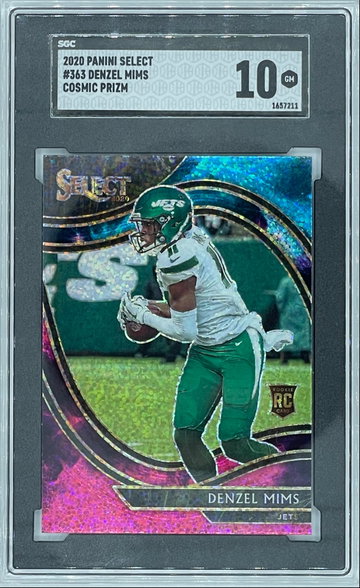 2020 Panini Select #363 Denzel Mims Field Level Cosmic Prizm SGC 10