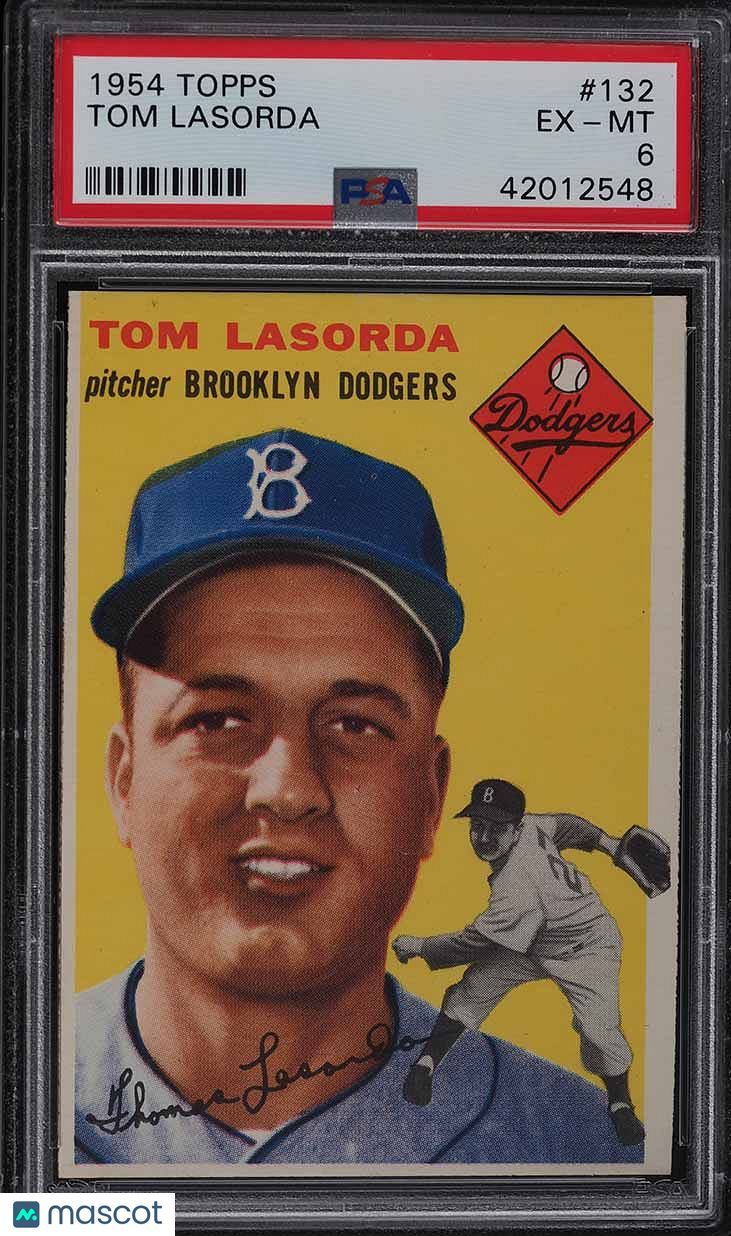 1954 Topps Baseball Tom Lasorda #132 PSA 6 HOF RC!