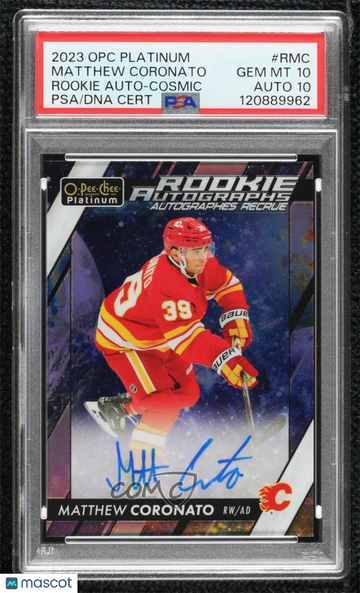 2023-24 O-Pee-Chee Platinum Matthew Coronato #R-MC Cosmic /35 Parallel/Variety Rookie PSA 10 Auto 10