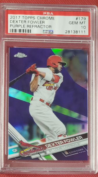 2017 Topps Chrome #179 Dexter Fowler Purple Refractor PSA 10 Gem MT