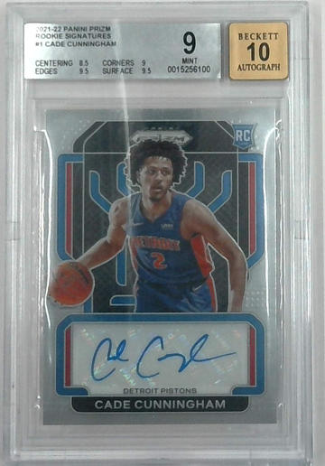 2021-22 Panini Prizm Rookie Signatures Cade Cunningham # Rookie BGS 9